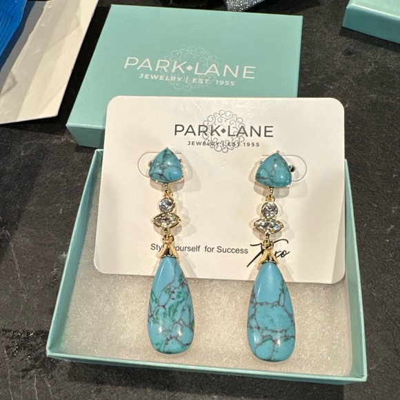 NWT Park Lane Turquoise and Gold Drop Earrings - RODEO - Picture 4 of 4